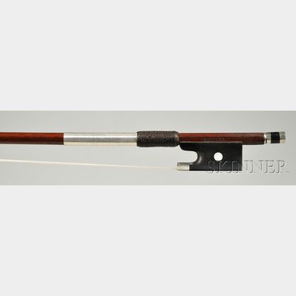 French Nickel Mounted Violin Bow, Marc Laberte Workshop, c. 1930