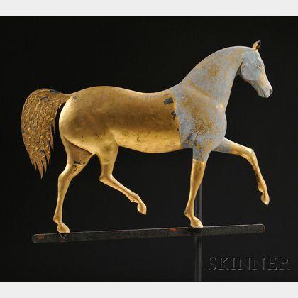 Howard Gilt Cast Zinc and Molded Copper "Index" Horse Weathervane