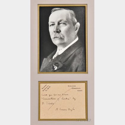 Doyle, Sir Arthur Conan (1859-1930) Autograph Postcard Signed, 27 February 1928.