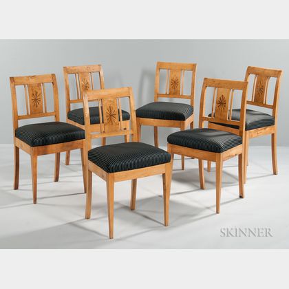 Six Biedermeier-style Inlaid Chairs 