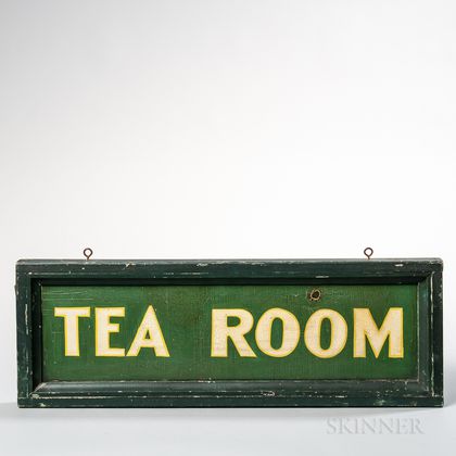 Green-painted "Tea Room" Sign