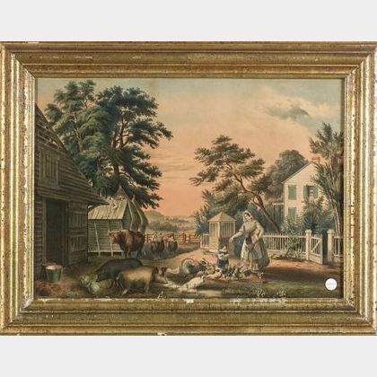 Nathaniel Currier, publisher (American, 1813-1880) Farmyard Scene.