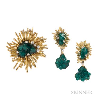 18kt Gold and Synthetic Emerald Suite, Alexander J. Bongiorno