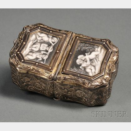 Continental Goldwashed Silver and Miniature-mounted Snuff Box