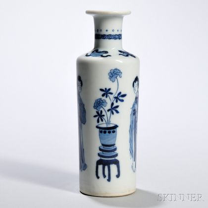 Small Blue and White Rouleau Vase