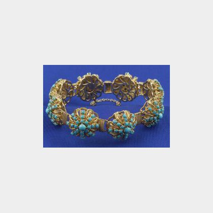 18kt Gold and Turquoise Bracelet