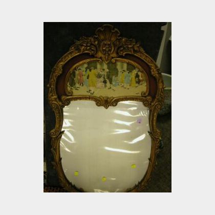 Rococo-style Giltwood Cartouche-shaped Mirror. 