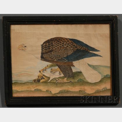 American School, 19th Century Bald Eagle on a Mountaintop with a Fish.