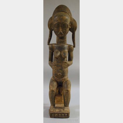 African Bauli-style Carved Wood Figure