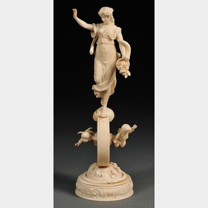 Carved Ivory Figure of Fortune on Her Wheel