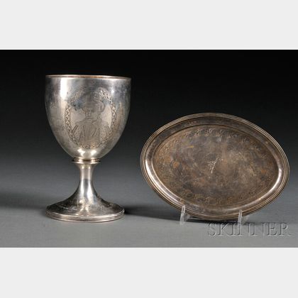 George III Silver Presentation Goblet and Teapot Stand