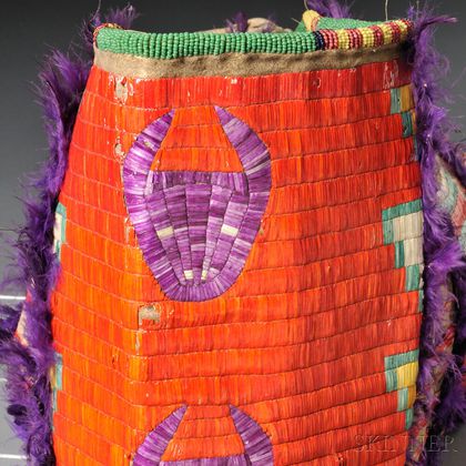 Lakota Beaded and Quilled Pictorial Hide Cradle