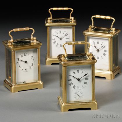 Four Brass French Carriage Clocks