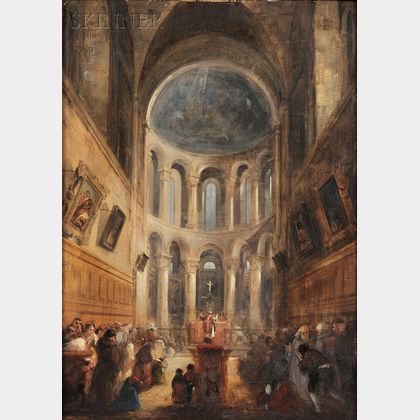 John Scarlett Davis (British, 1804-c.1845) Interior of a Church