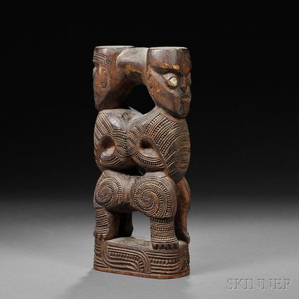 Maori Carved Wood Janus Figure