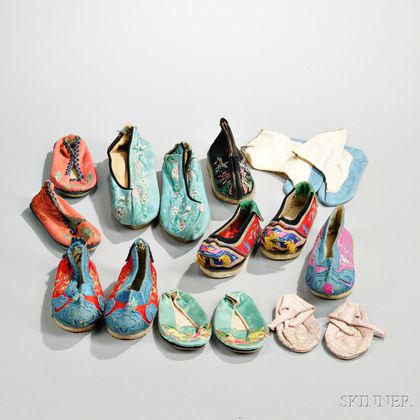Seven Pairs of Children's Shoes and Two Single Shoes