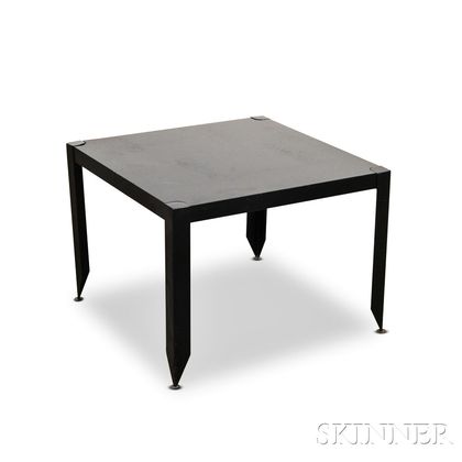 Small Black Laminate and Metal Side Table