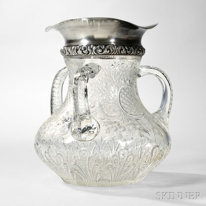 Sterling Silver Mounted Wheel Cut Crystal Vase