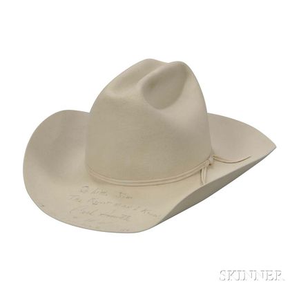 Carl Smith Autographed White Felt Cowboy Hat