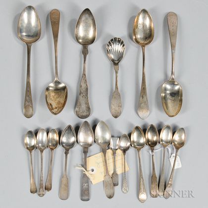 Eighteen American Coin Silver Spoons
