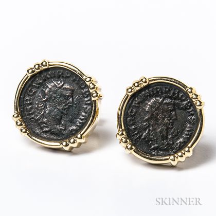 14kt Gold Cuff Links with Roman Profiles