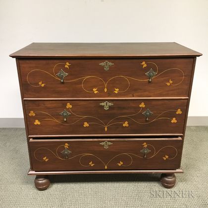 Reproduction Vine-decorated Pine One-drawer Blanket Chest