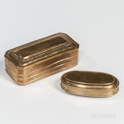 Two Hinged Brass Boxes