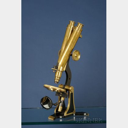 Brass Binocular Microscope by Henry Crouch