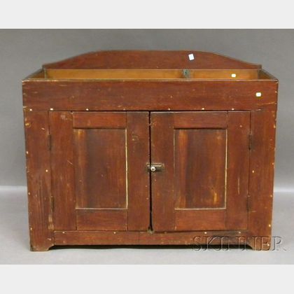 Stained Pine Dry Sink with Two Cabinet Doors