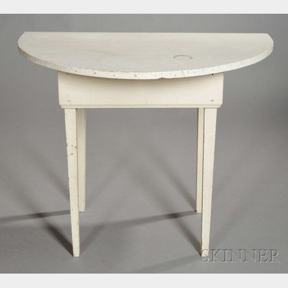 White-painted Pine Demilune Console Table