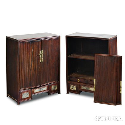 Pair of Small Asian Hardwood Cabinets
