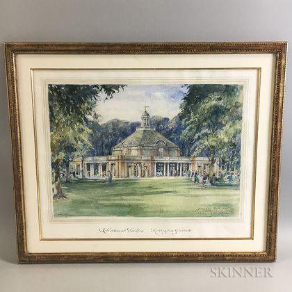 British School, 20th Century Two Architectural Watercolor Renderings