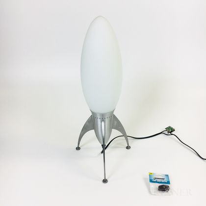 Aluminum and Glass Rocket-form Table Lamp