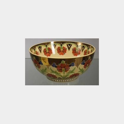 Wedgwood Copper Lustre Decorated Cane Glazed Bowl