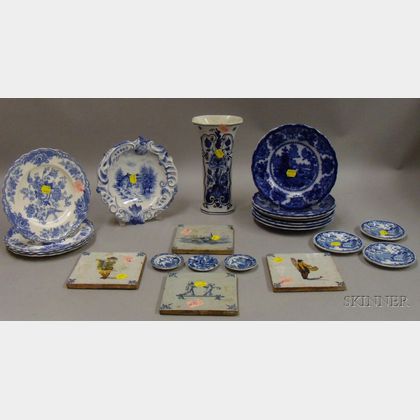 Twenty-three Delft and British Blue and White Decorated Ceramic Tableware and Decorative Items