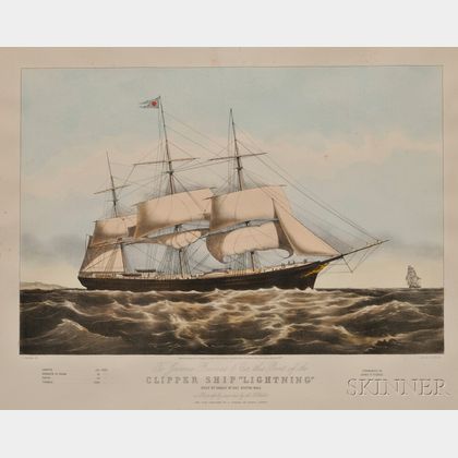 Nathaniel Currier, publisher (American, 1838-1856) CLIPPER SHIP "LIGHTNING,"