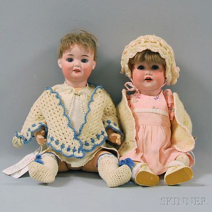 Two German Bisque Character Baby Dolls