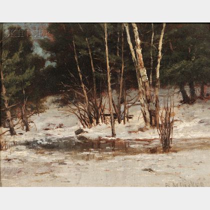 Robert Melvin Decker (American, 1847-1921) Winter Scene with Trees