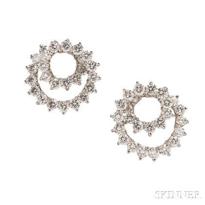 Platinum and Diamond Spiral Earrings, Tiffany & Co.