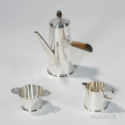 Three-piece Tiffany & Co. Sterling Silver Chocolate Service