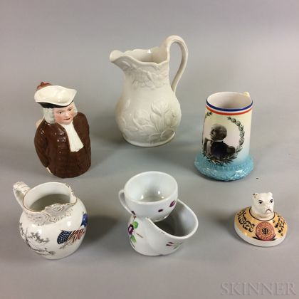 Six Pieces of American Pottery and Porcelain