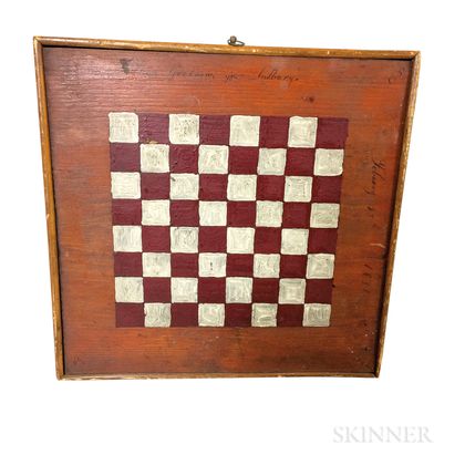 Small Polychrome Painted Wood Double-sided Game Board