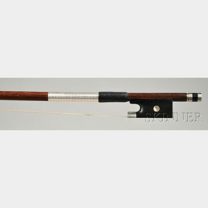 French Nickel Mounted Violin Bow, Jerome Thibouville-Lamy, c. 1950