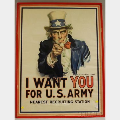 WWI James Montgomery Flagg Lithograph I Want You For U.S. Army Poster