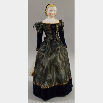 Large Blonde China Doll with Hairband and Snood