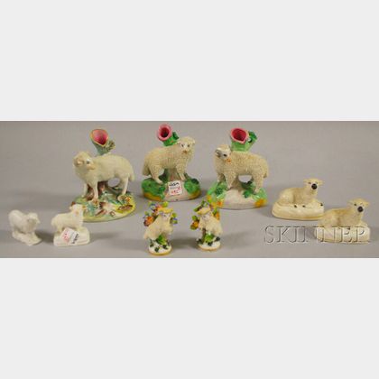 Nine Assorted Staffordshire Ceramic Sheep and Ram Figures