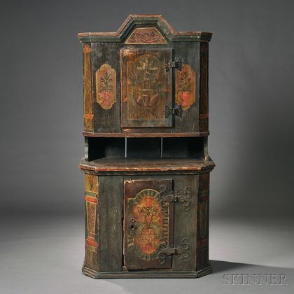 Dutch Polychrome Painted Cabinet