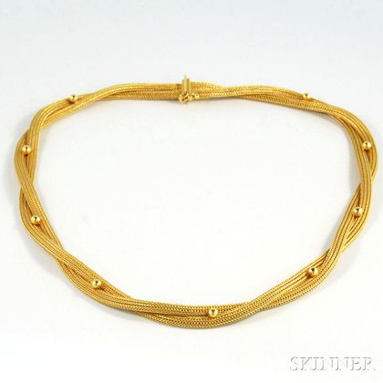 18kt Gold Mesh Double-strand Necklace