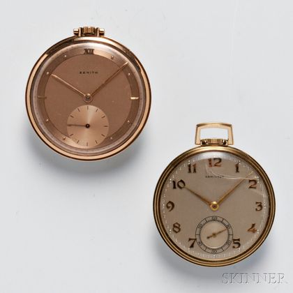 Two Ultra-thin Open Face Gold Watches