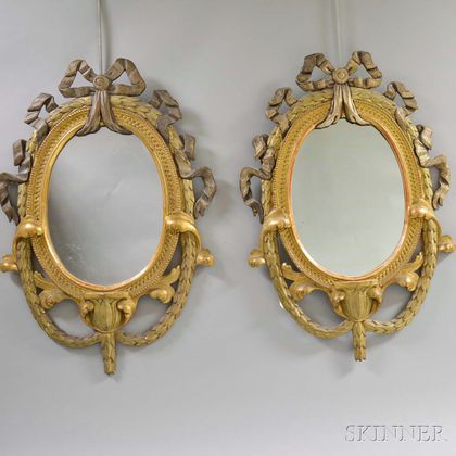Pair of French LXVI-Style Giltwood Mirrors